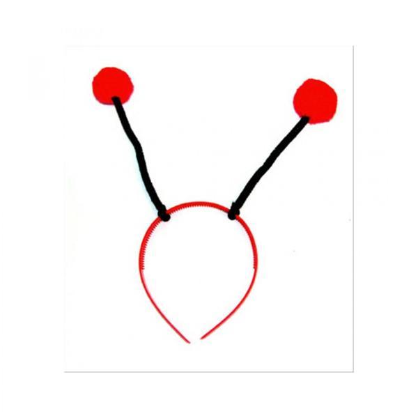 Kırmızı Ponponlu Gösteriler İçin Plastik Uğur Böceği Tacı - Image 1