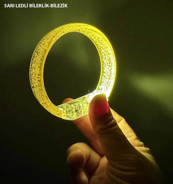 Sarı Led Işıklı Baskı Yapılabilen Pilli Bileklik Bilezik 1,5 Cm Genişlik - Image 1