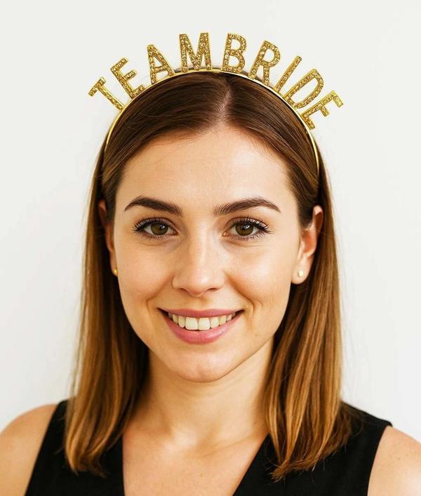 Altın Renk Team Bride Taç Plastik – Gelin Ve Nedime Tacı - Image 1