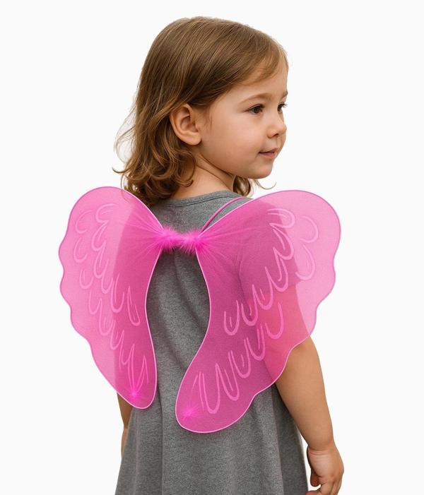 Pembe Renk Ortası Pembe Tüylü Tül Peri Kanadı 40x50 Cm - Image 1