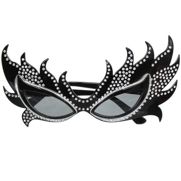 Taşlı Göz Kamaştıran Gecenin Yıldızı Siyah Parti Alev Gözlük - Image 1