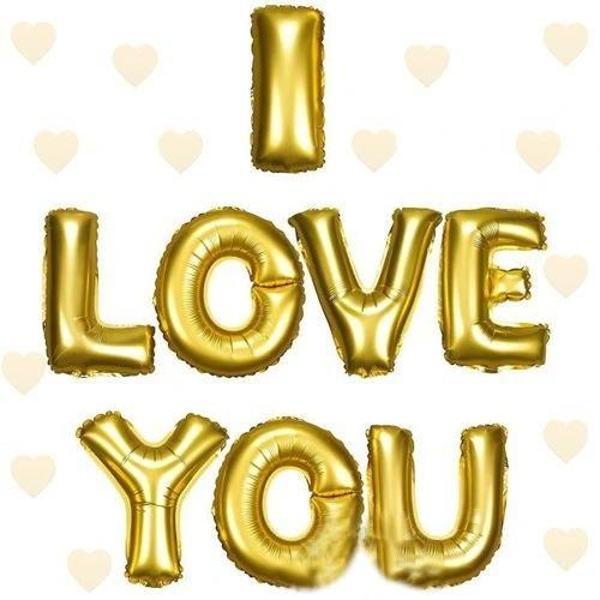I Love You Folyo Balon Altın Renk 35 Cm - Image 1