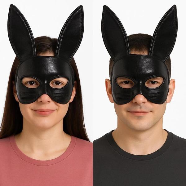 Siyah Renk Kumaş Malzemeden İmal Eva Tavşan Maskesi 19x15 Cm - Image 1