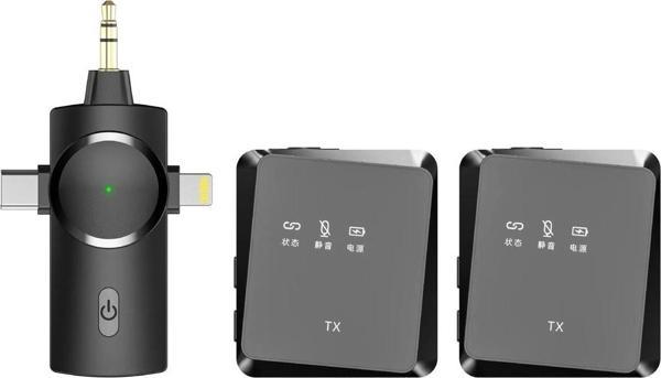 BAYINDIRELEKTRONİK Type-C iPhone Çiftli Kablosuz Yaka Mikrofonu 3in1 Kamera PC Android iOS Uyumlu - Image 1