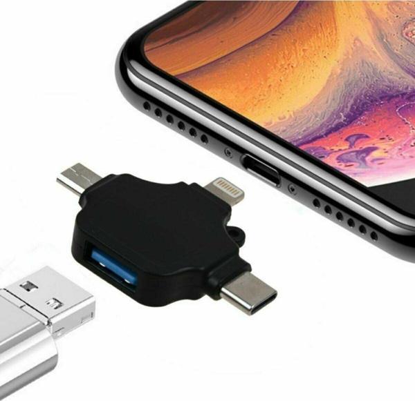 ULTRATEKNO Iphone Type-c Micro Usb 3in1 Usb 3.0 Dişi Mouse Flash Otg Adaptör 3in1 Otg - Image 1