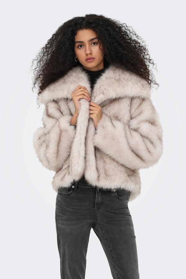 Only Onldawn Regular Fit Yumuşak Tüylü Bayan Mont 15348977 TAŞ - Image 1