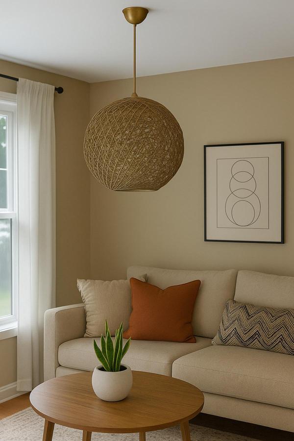 Bohem,Ahşap,Hasır,Modern,Doğal Sarkıt Avize - Image 1