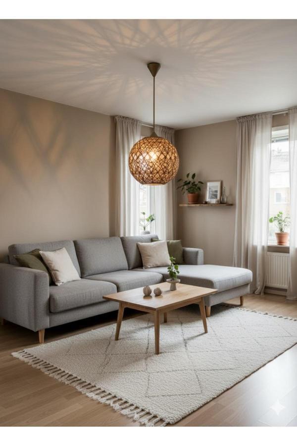 Bohem,Ahşap,Jüt,Hasır,Modern,Doğal Sarkıt Avize - Image 1