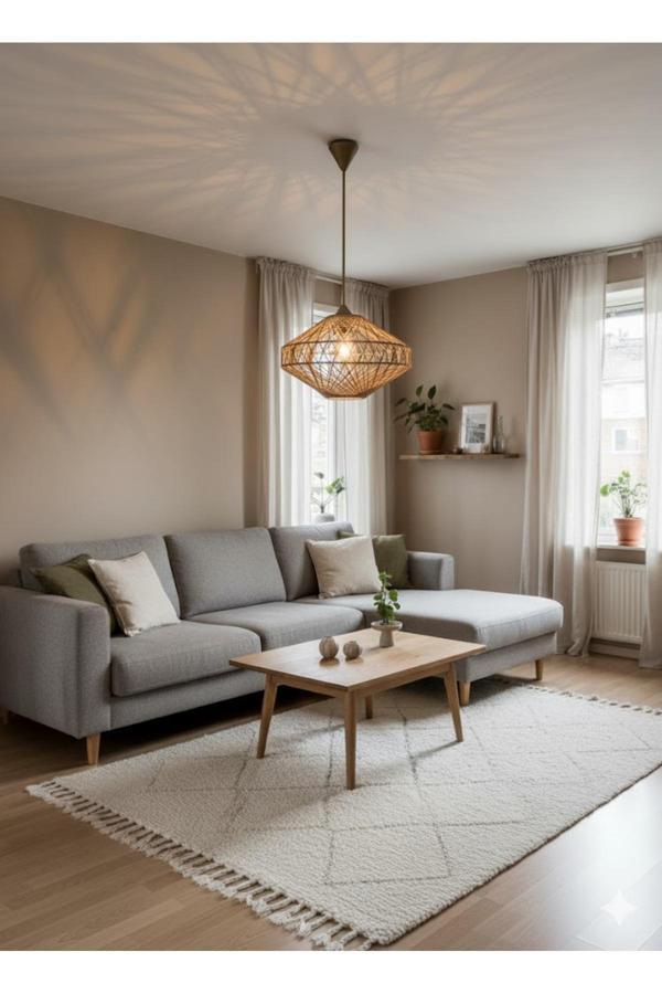 Doğal el yapımı Bohem-Rustik-Modern-Jüt-Yapımı Sarkıt Avize - Image 1