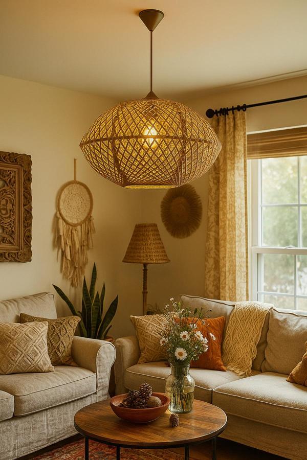 Bohem,Rustik,Modern,Hasır,Jüt,Doğal,El Yapımı Sarkıt Avize - Image 1