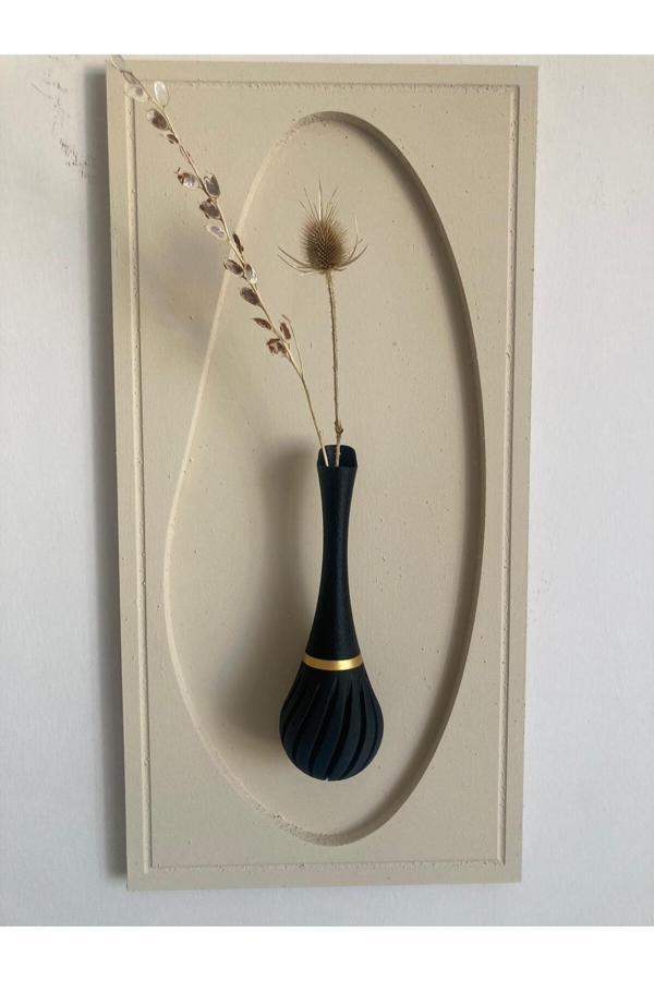 Aslan İskandinav Tarzı 3 Boyutlu Duvar Vazolu Tablo / Duvar Vazolu Dekoratif Tablo 78X38 Cm (Vazo 30 Cm) - Image 1