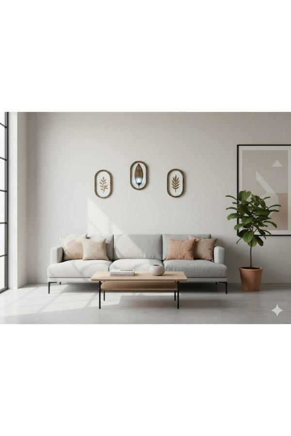 Aslan Antik Görünümlü Çiçek Motifli Duvar Dekoru 3 Lü Set Telight / Mumluklu - Image 1