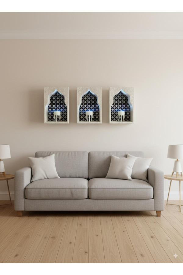 Aslan Fas Tarzı Modern/Klasik Mumluk Ve Raf / Fas Tarzı Dekoratif Duvar Rafı - Image 1