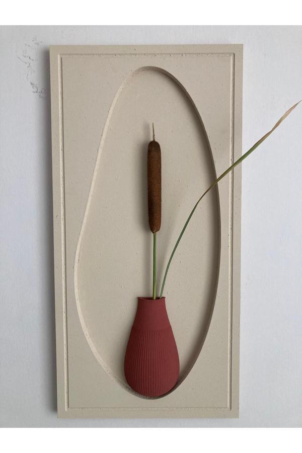 Aslan İskandinav Tarzı 3 Boyutlu Duvar Vazolu Tablo / Duvar Vazolu Dekoratif Tablo 78X40 Cm - Image 1