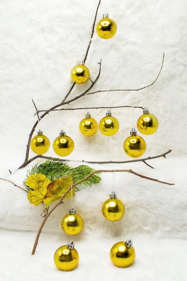 4 cm 12li Gold Cici Top (6 Parlak-6 Metalize) Yılbaşı Ağacı Süs - Image 1