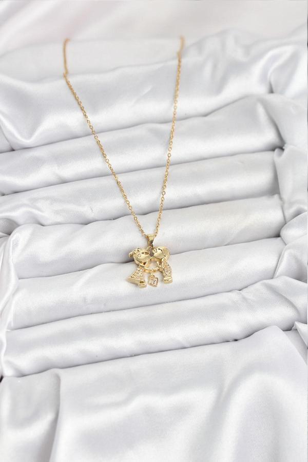 Zarif Boyunlar için Golden Çelik Zincirli Erkek Kız Stil Kolye - Image 1