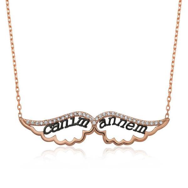 Supertrend Gümüş Melek Canım Annem Bayan Kolye - Image 1