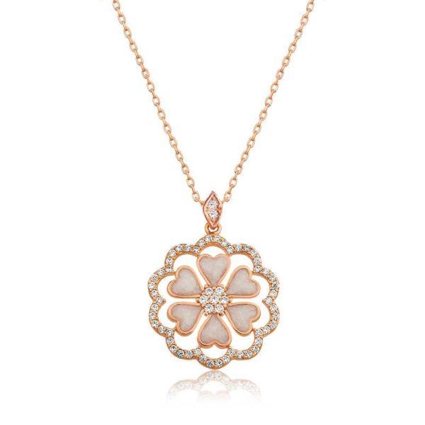 Supertrend Gümüş Rose Kalp Çiçek Bayan Kolye - Image 1