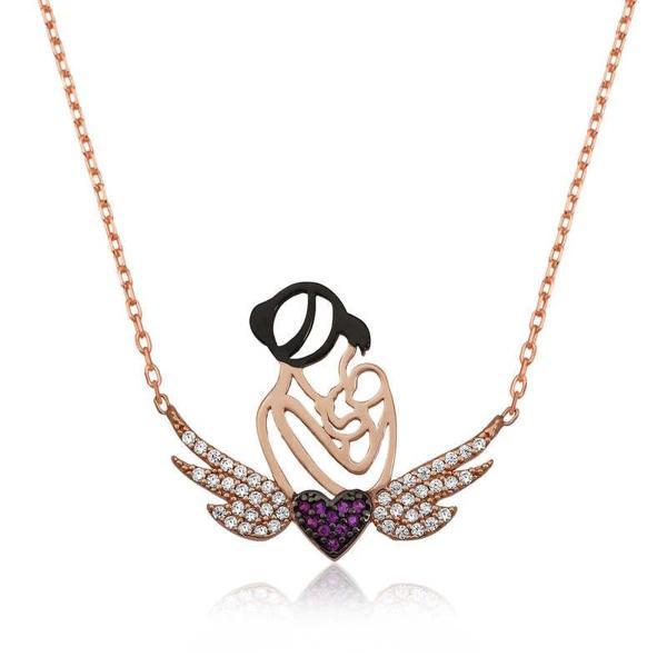 Supertrend Gümüş Rose Kalpli Anne Ve Çocuk Kolye - Image 1