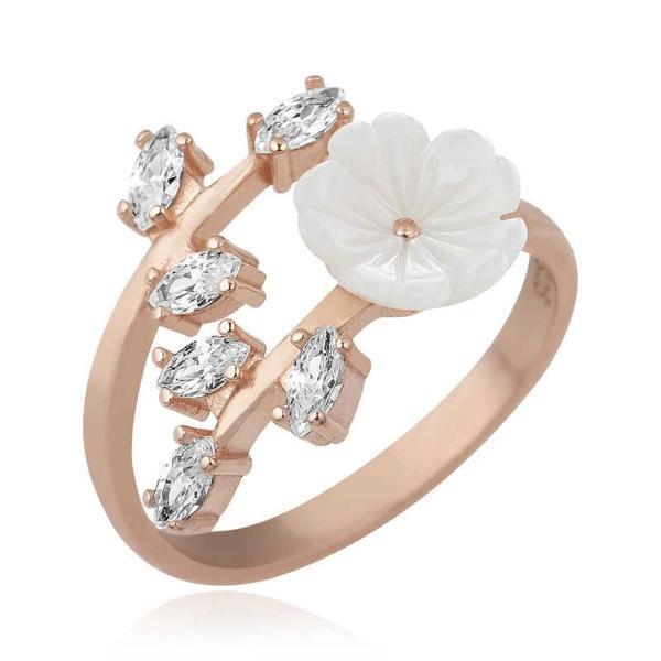 Supertrend ​gümüş Rose Beyaz Bahar Çiçeği Yüzük - Image 1