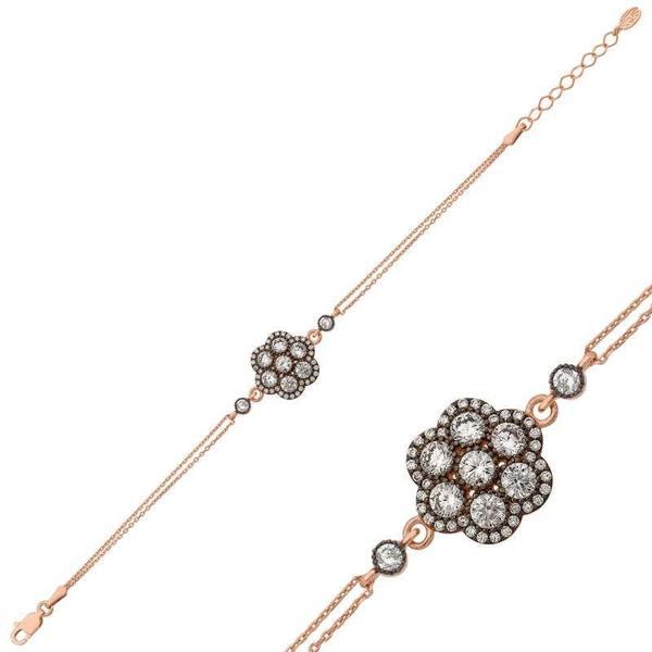Supertrend Gümüş Rose Elmas Montür Çiçek Bileklik - Image 1