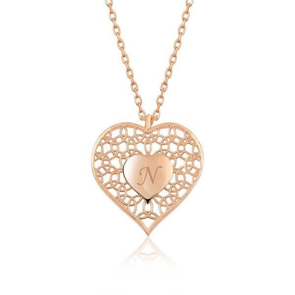 Supertrend ​gümüş Rose Kişiye Özel Kalbin İçinde Kalp Bayan Kolye - Image 1