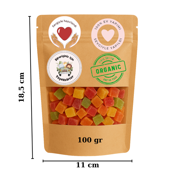 11x18,5 Kraft Pencereli Doypack 50 Adet  + Sticker 50 Adet - Image 1