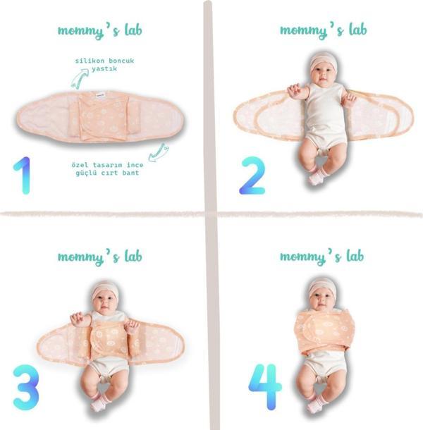 Mommyslab 0-4 Ay Yeni Sezon Desenli Renkli %100 Pamuk Cırtlı Hazır Kuşak Kundak - Kundak Kemer Yarım Kundak - Image 1