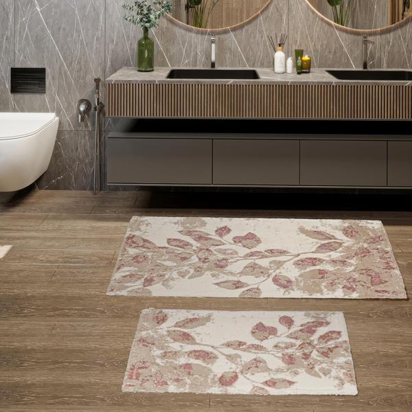 Schafer Home Messi 2 li Pamuk Floş Banyo Paspası-Pudra - Image 1