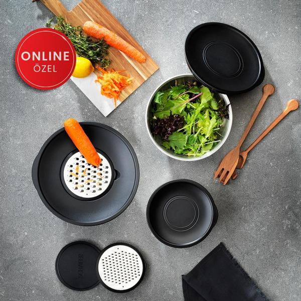 Schafer Lucas Çelik Karıştırma Kabı 16/20/24 Cm 9 Parça-Siyah - Image 1