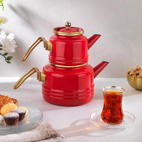 Schafer Emily Emaye Çaydanlık Takımı 3 Parça-Kırmızı - Image 1