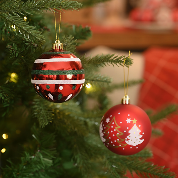 Karaca Home New Year Yılbaşı Reddish 4 Parça Ağaç Süsü Seti - Image 1