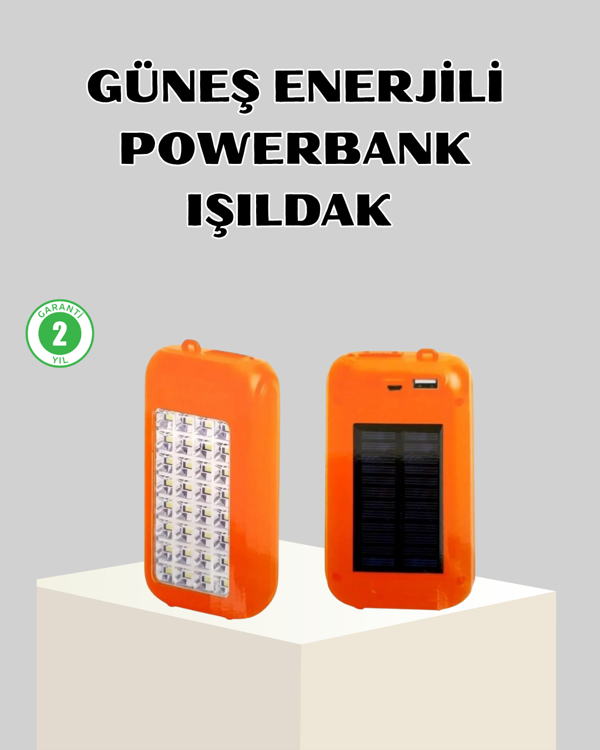 10000 mAh Güneş Enerjili Powerbank ve LED Kamp Lambası - Image 1