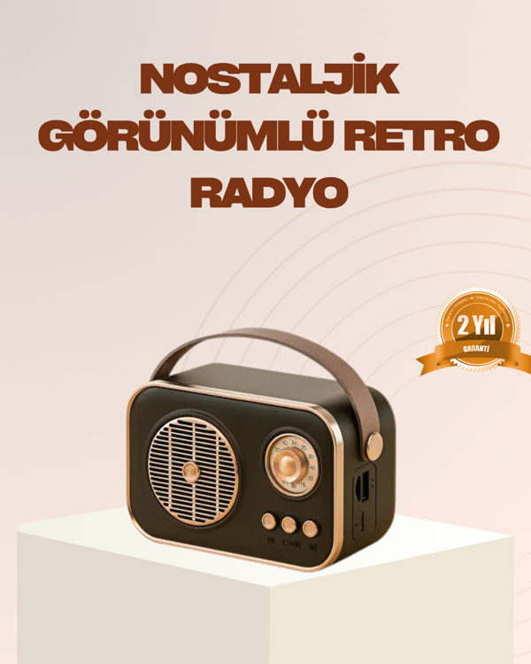 Retro Bluetooth Radyo – Nostaljik Tasarım, TF Kart ve USB Destekli - Image 1