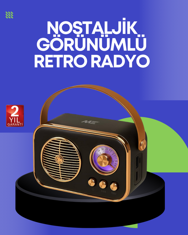 Klasik Retro Radyo – Bluetooth Destekli, FM Özellikli Şarjlı Hoparlör - Image 1
