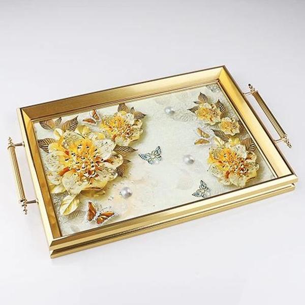 Kosova NAKA.322 Gold Renk Tepsi 50x31 cm - Image 1