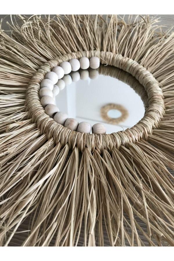 Alp Design Boncuklu Rafya Ayna - Image 1