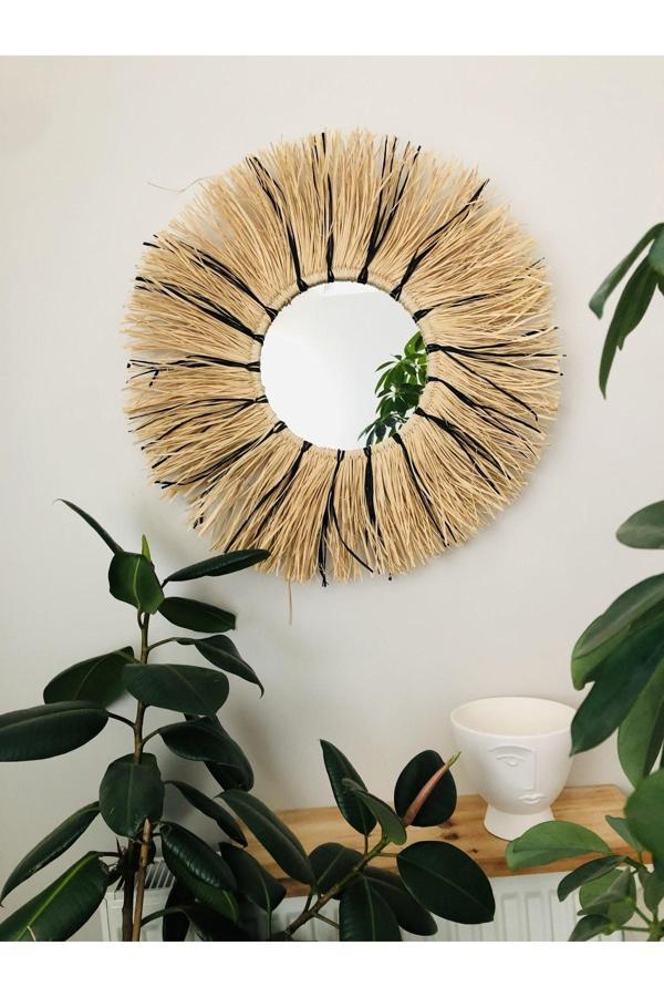 Hasır Dükkanı Tasarım Rafya Ayna Hasır Ayna Halat Ayna Dekoratif Ayna - Image 1