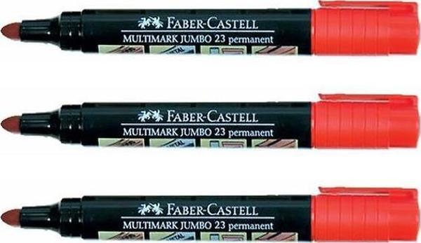 Faber-Castell Markör Permanent Jumbo Kırmızı Kalem 3'lü - Image 1
