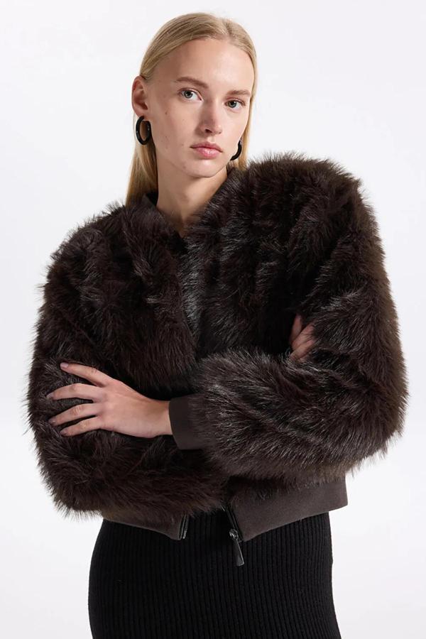 Only Kadın Onlmanny Suni Kürklü Mont 15322405 Antrasit - Image 1