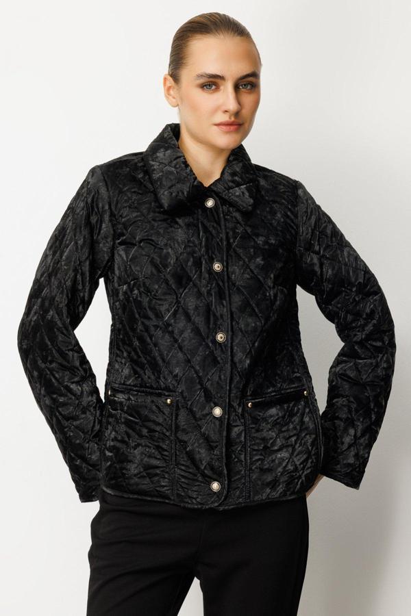 Ekol Kadın İçi Polarlı Kapitone Mont 6603 Siyah - Image 1