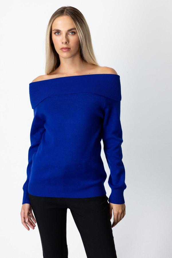 On Kadın Madonna Yaka Triko Kazak 65380 Saks - Image 1