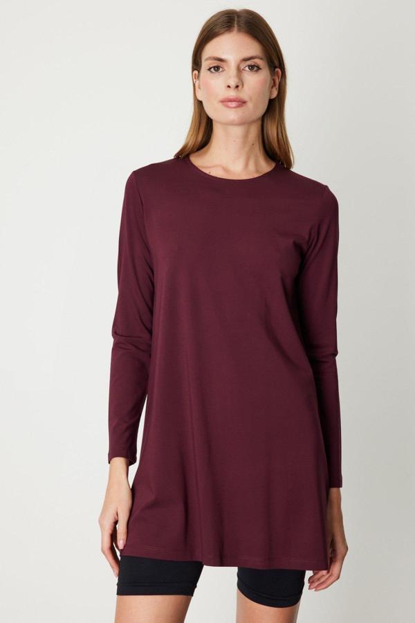 On Kadın Uzun Kollu Basic Tunik 61421 Bordo - Image 1