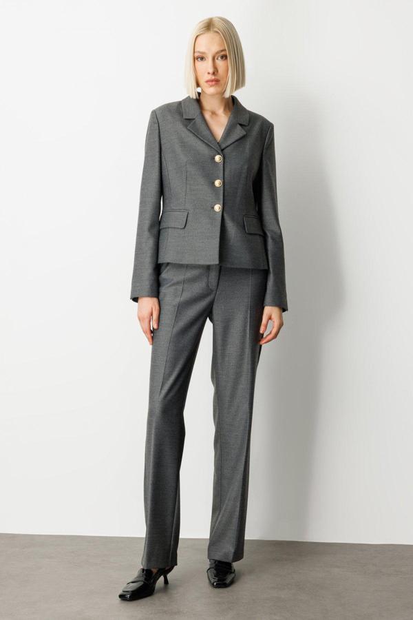 Ekol Kadın Cepsiz Boru Paça Pantolon 5051 Antrasit - Image 1