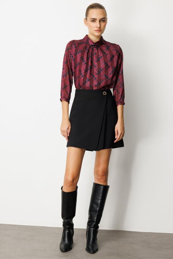 Ekol Kadın Beli Broşlu Şort Etek 2017 Siyah - Image 1