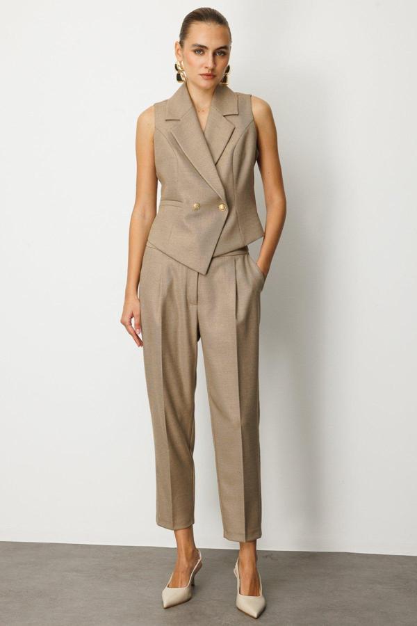 Ekol Kadın Yüksek Bel Dar Paça Pantolon 5055 Gold - Image 1