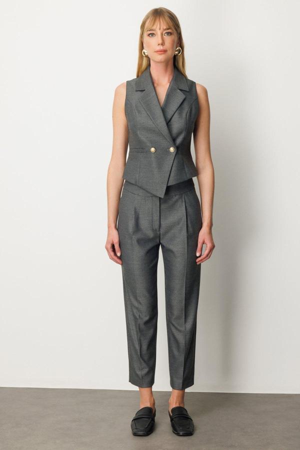 Ekol Kadın Yüksek Bel Dar Paça Pantolon 5055 Antrasit - Image 1