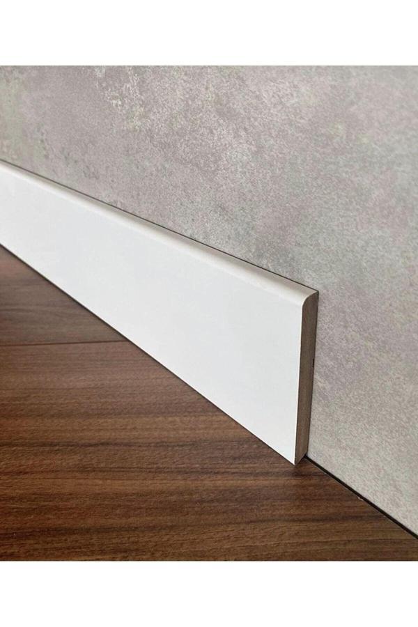 By İstanbul 25Mt 8Cm Saten Beyaz Düz Model Folyo Laminat Parke Süpürgelik Model 10Mm - Image 1