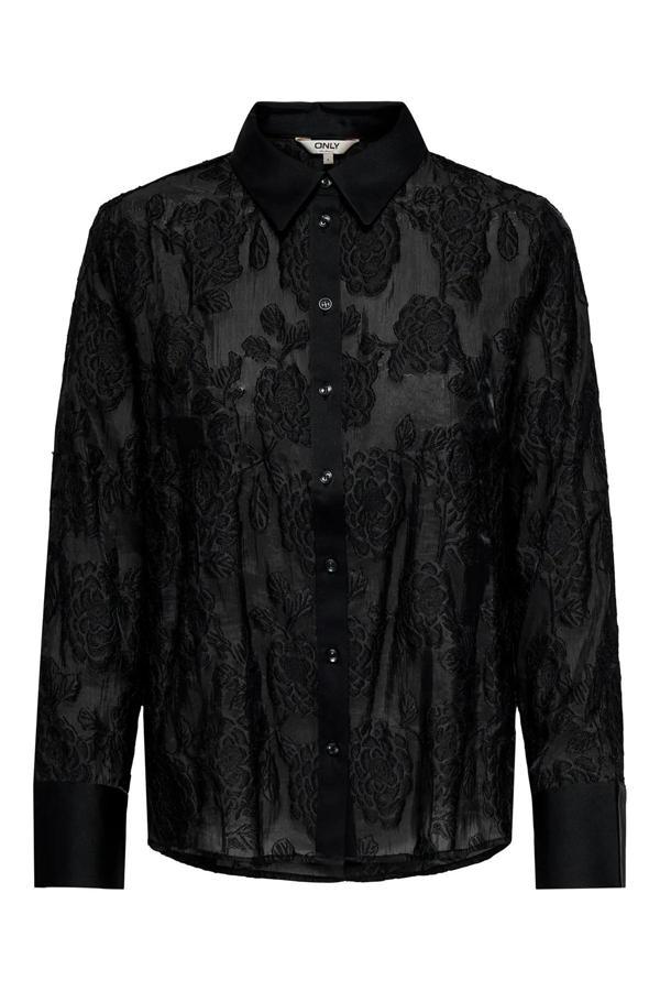 Only Kadın Onlava Uzun Kollu Dantel Detaylı Gömlek 15354748 Siyah - Image 1