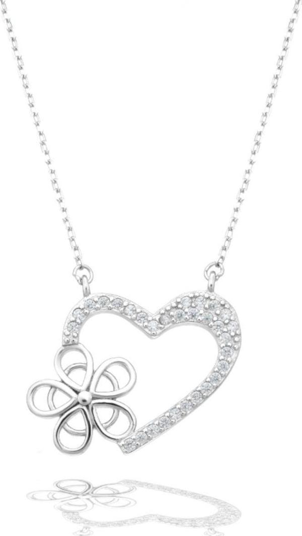 Brezza Lusso Luck Serisi Kalbimin Çiçeği Kalp Gümüş Kadın Kolye - Image 1